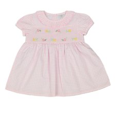 K34223: Baby Girls Lined Dress With Embroidery Detail  (1-2 Years)